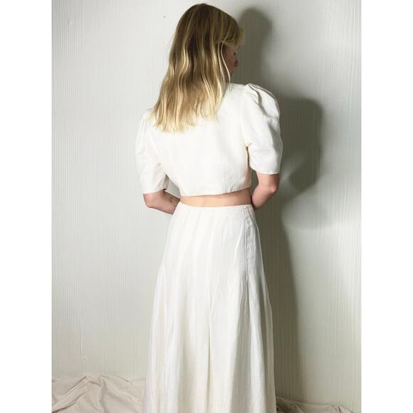FAME AND PARTNERS Ecru Ivory Linen 2-Piece Crop Top & Midi Skirt Set US 6 - Picture 9 of 16